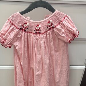 Pink Santa Kids smocked dress